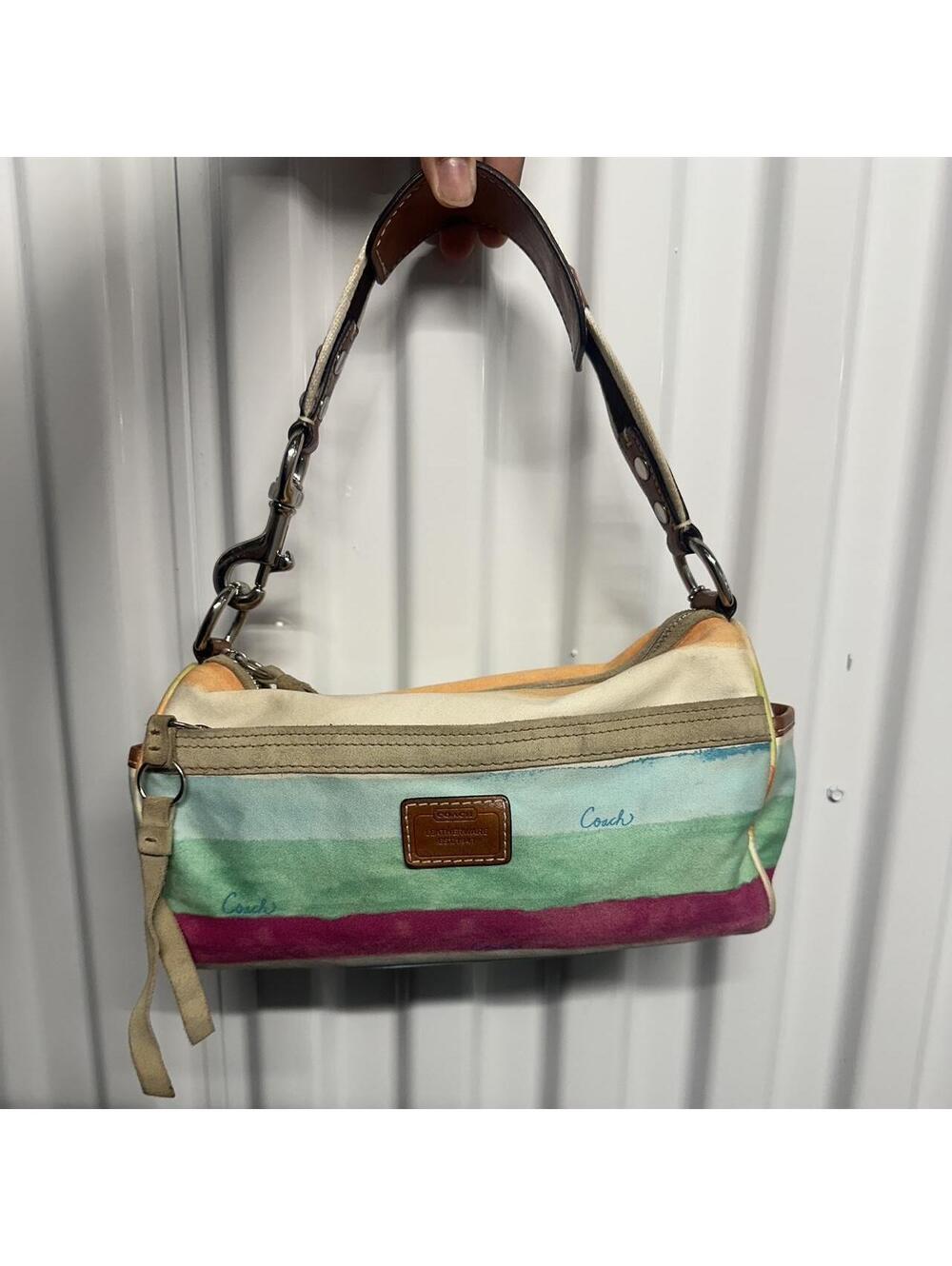 Vintage Y2K Coach Hampton Watercolor Stripe Small Mini Hobo Bag 10383